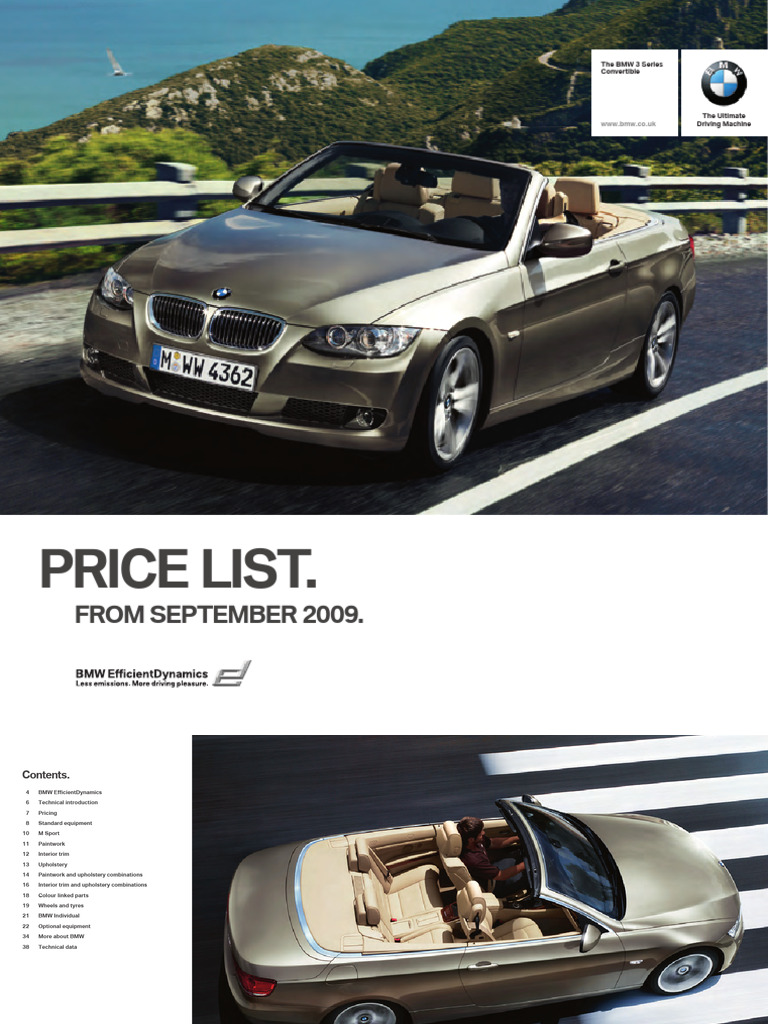 BMW 3 Series Convertible Price List PDF Manual Transmission Fuel