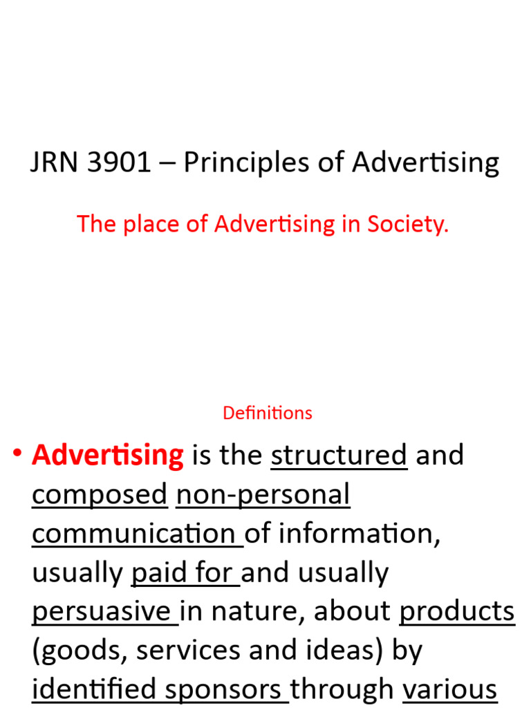 Principles of Advertising Overview | PDF | Advertising | Marketing