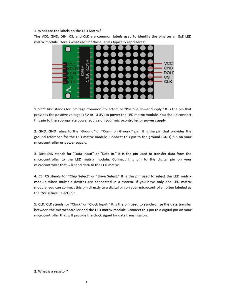 LED Matrix Pin Labels and Basics | PDF | Anode | Cathode