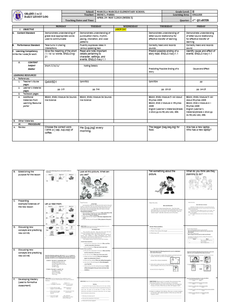 Grade 2 English Daily Lesson Plan | PDF | Differentiated Instruction ...