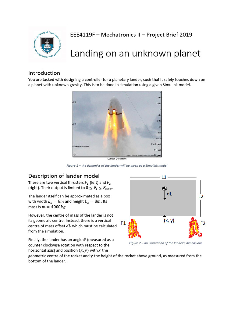 Planetary Lander Controller Design Project | PDF | Rotation | Center Of ...