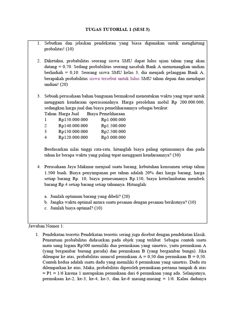 Tugas Tutorial 1 Riset Operasi | PDF