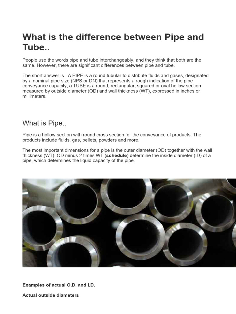 What Is The Difference Between Pipe and Tube Download Free PDF Pipe