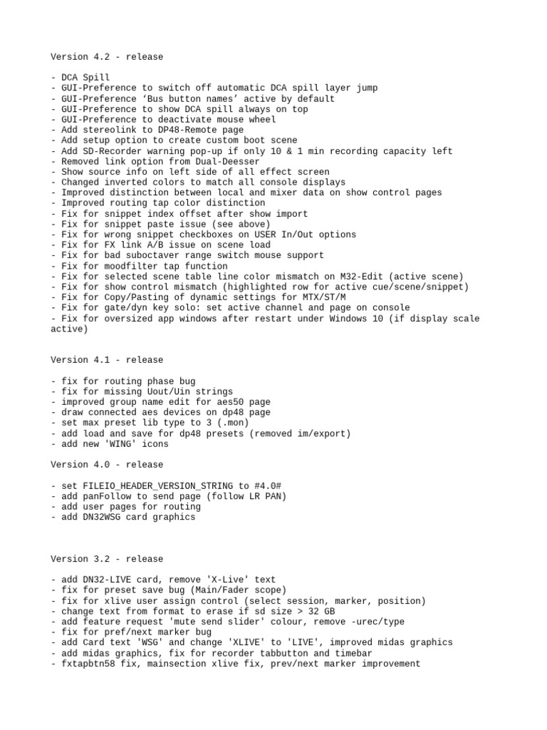 Midas M32 Edit Software Update 4.2 | PDF | Operating System Families ...
