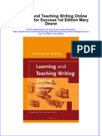 Full Ebook of Learning and Teaching Writing Online Strategies For Success 1St Edition Mary Deane Online PDF All Chapter