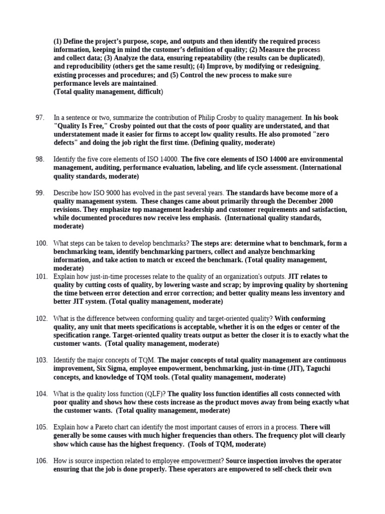 Total Quality Management Essentials | PDF | Lean Manufacturing ...