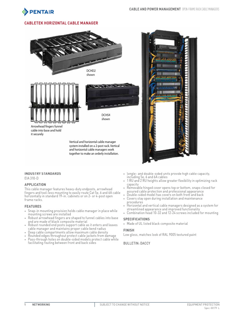 Cabletek Horizontal Cable Manager: Dchd2 Shown | PDF | Equipment ...