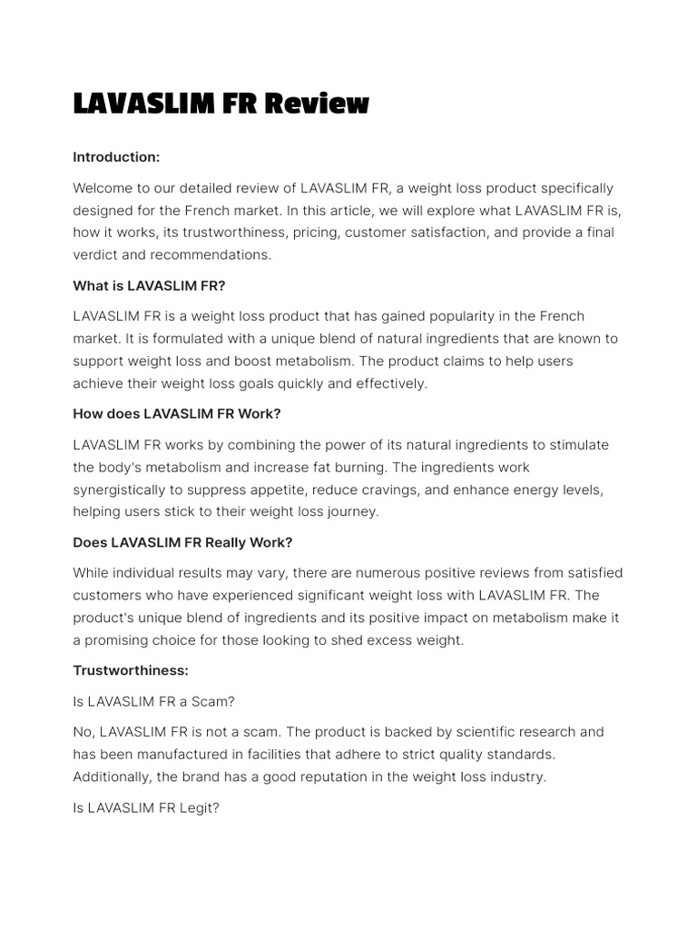 Lavaslim fr review pdf weight loss pricing