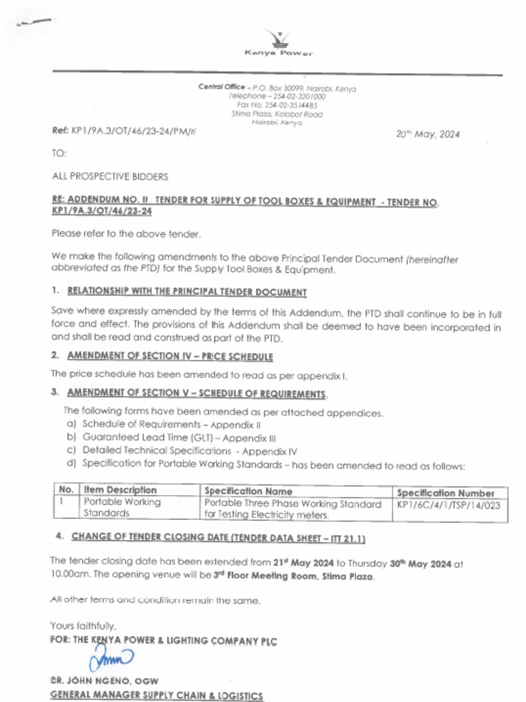 ADDENDUM I-SUPPLY OF TOOL BOXES & EQUIPMENTS - Docx1 | PDF