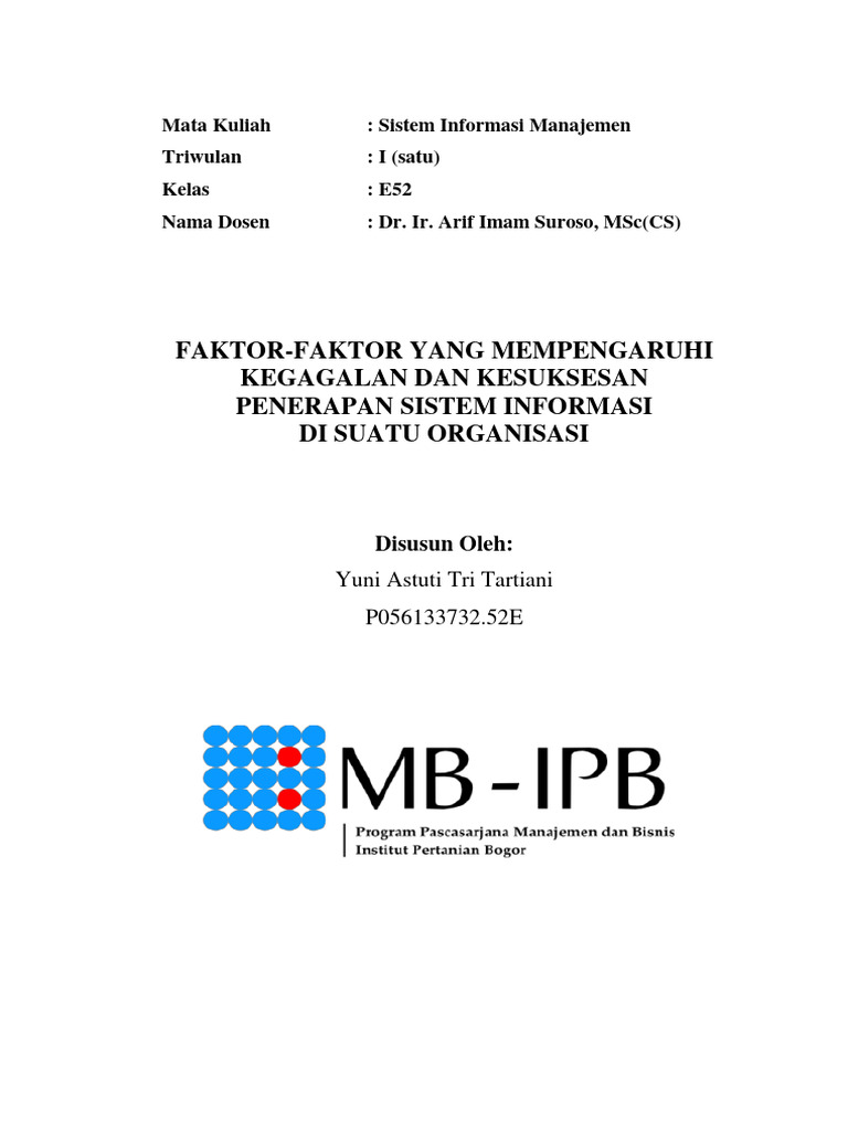 Faktor Kunci Kesuksesan Sistem Informasi | PDF