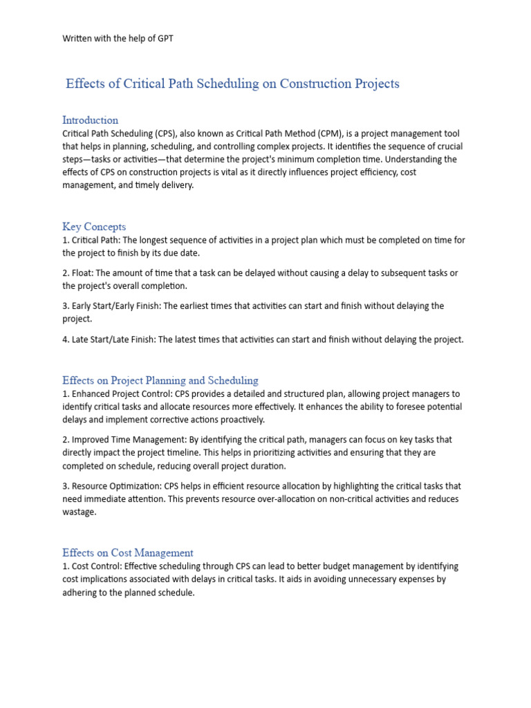 Effects of Critical Path Scheduling in Projects | PDF | Economies