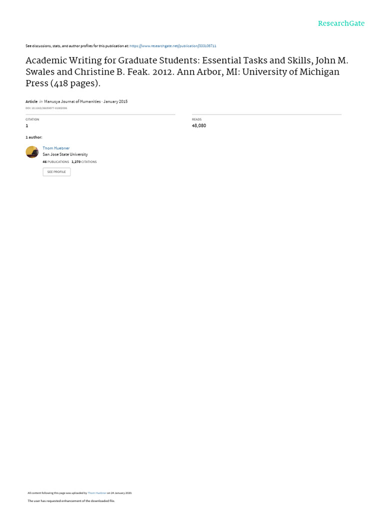 Review of Academic - Writing - For - Graduate - Students - Essential ...