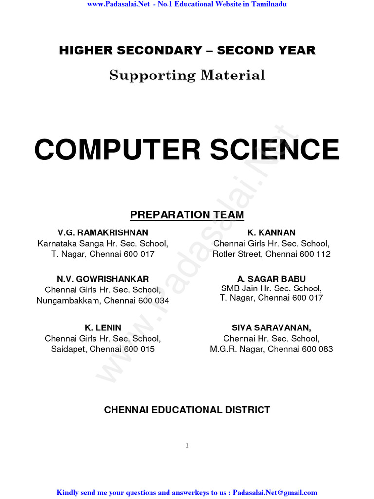 12th Computer Science Study Material | PDF | Scope (Computer Science ...
