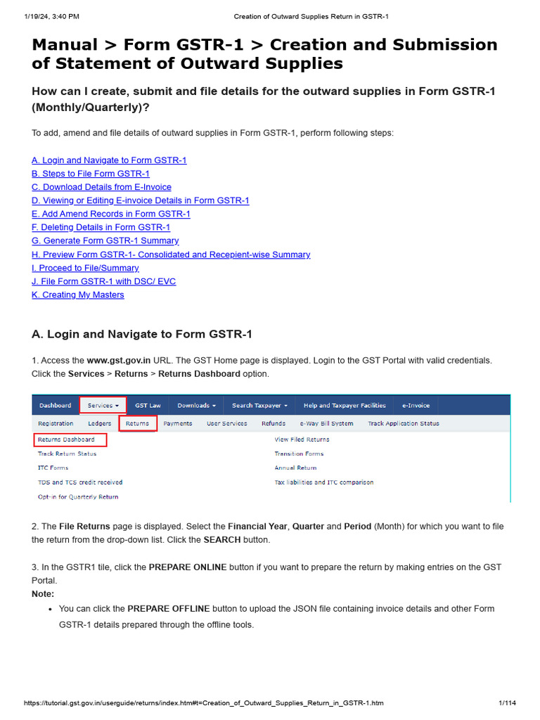Goods and services tax return filling pdf invoice taxes