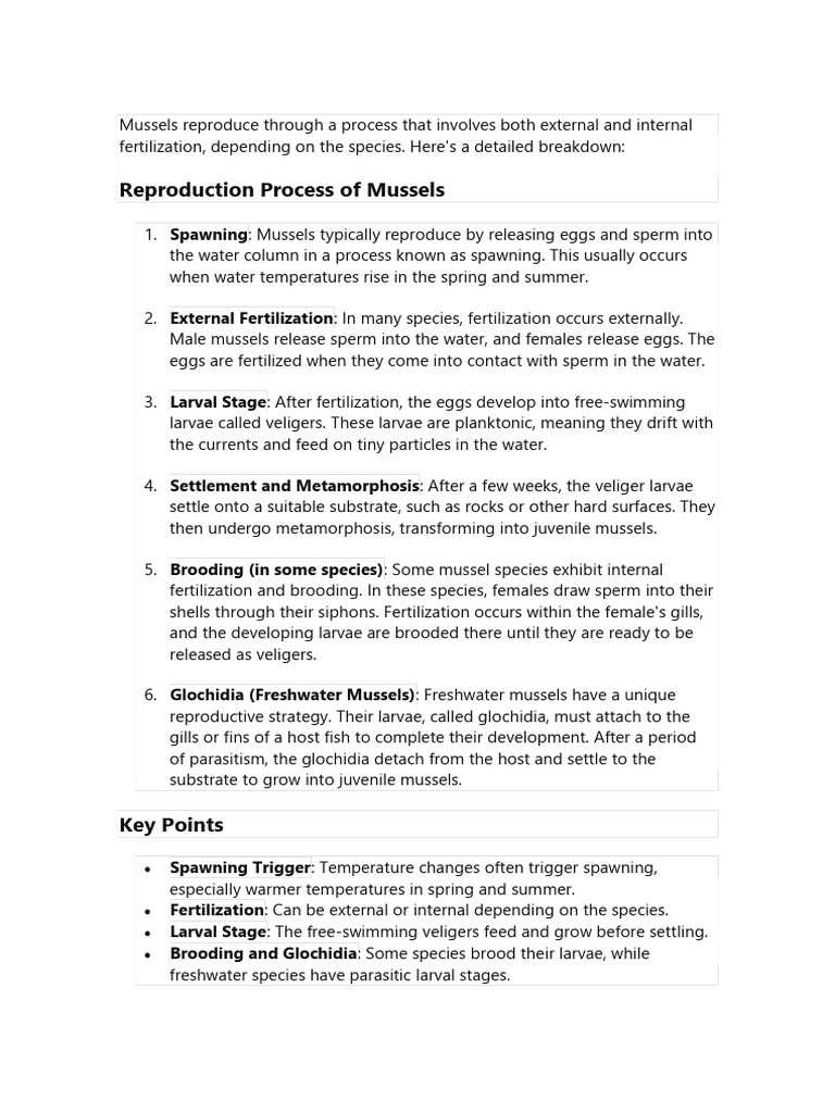 mussels reproduction | PDF