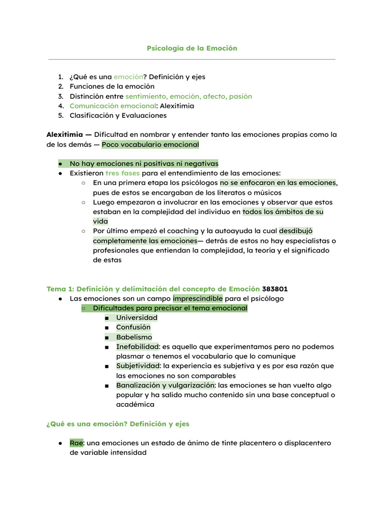 Psicologia de La Emoción | PDF | Las emociones | Sicología