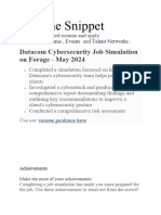 Resume Snippet: Datacom Cybersecurity Job Simulation On Forage - May 2024