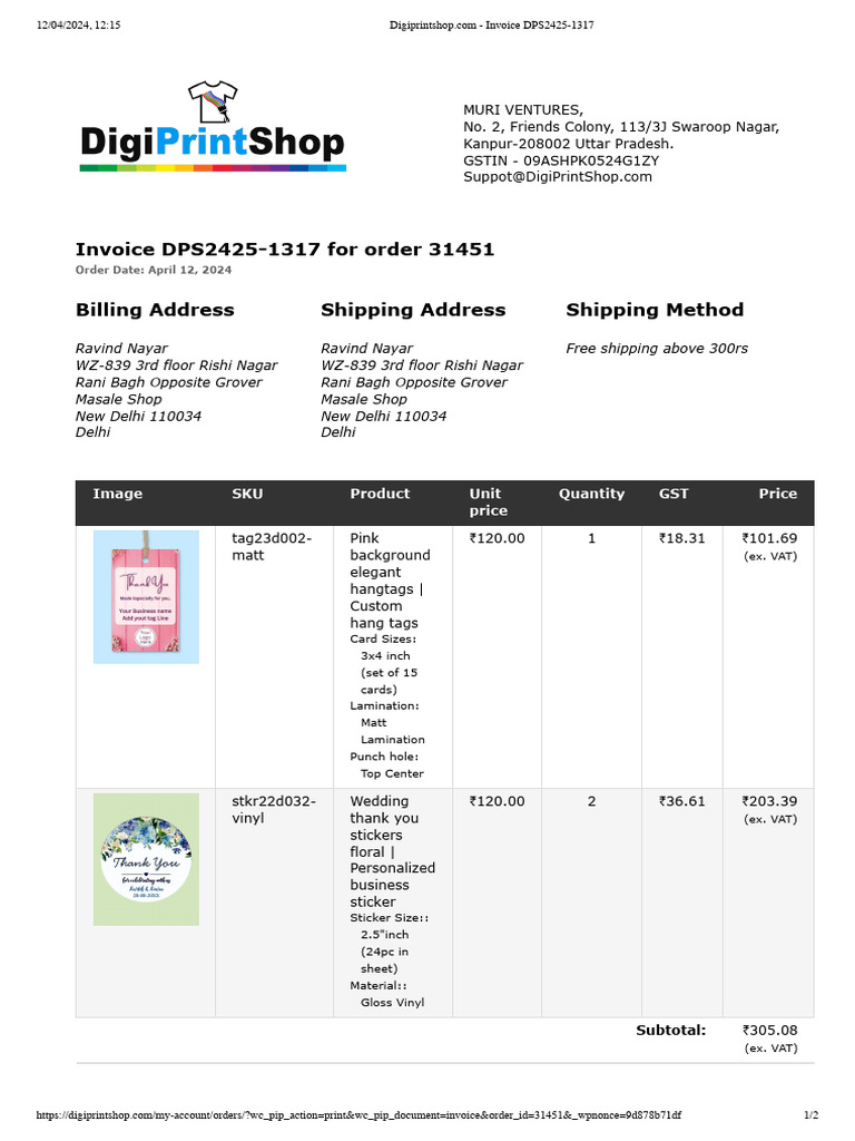 Invoice DPS2425-1317 | PDF | Invoice | Payments