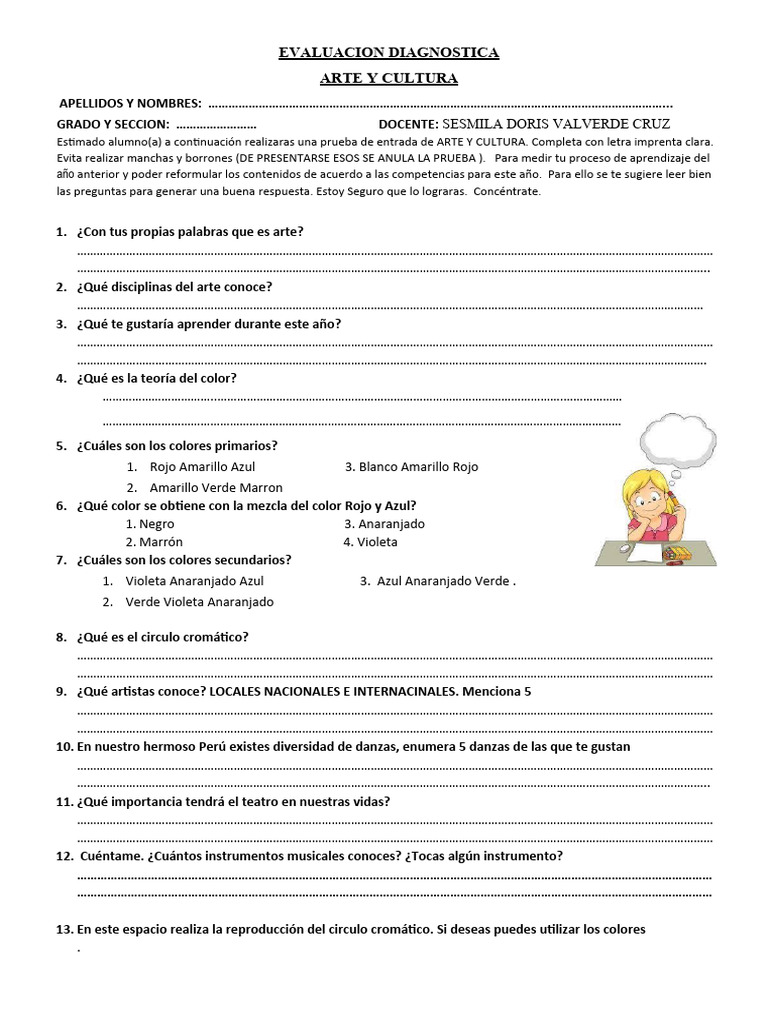 1 sec prueba de entrada colegio pdf color amarillo