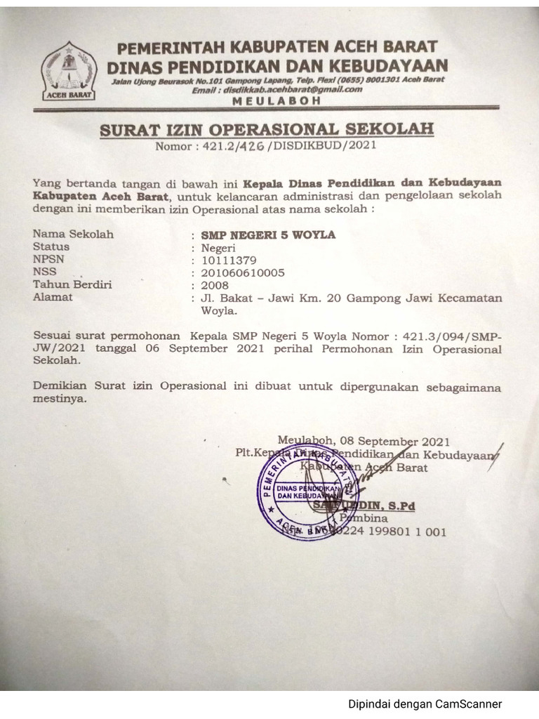 Izin Operasional Sekolah Pdf