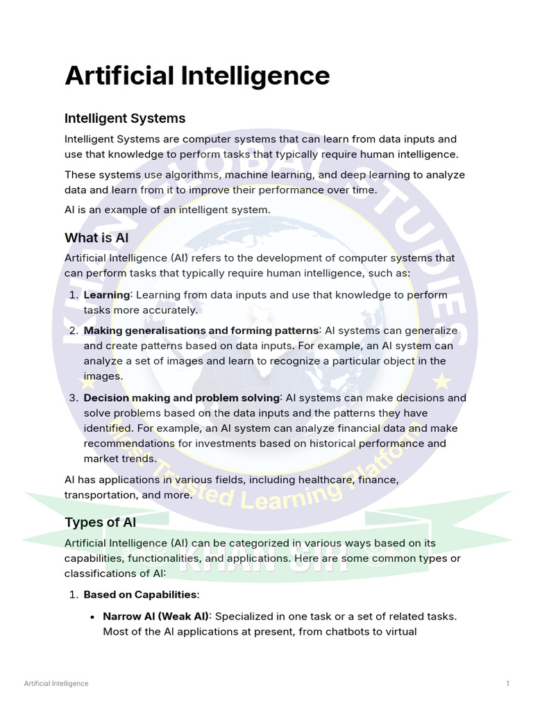 Artificial Intelligence | PDF | Artificial Intelligence | Intelligence ...