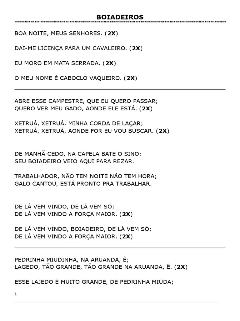 Letras de Ponto de Boiadeiro | PDF | Casa e Jardim