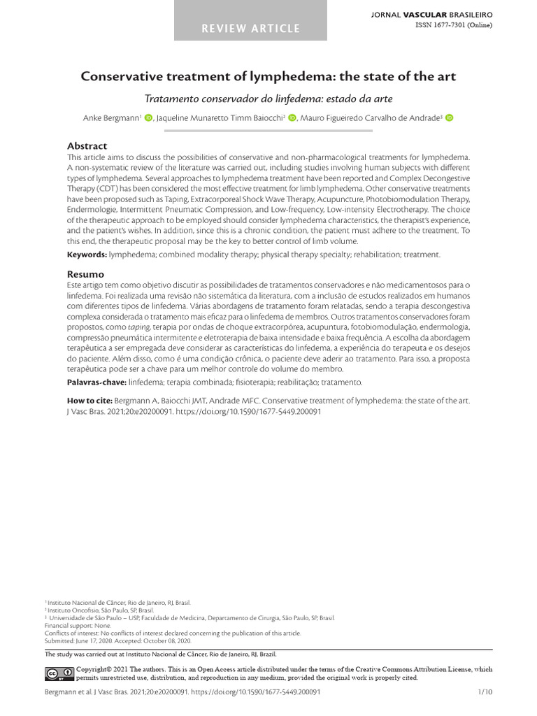 8 conservative treatment of lymphedema the state of the art 2020