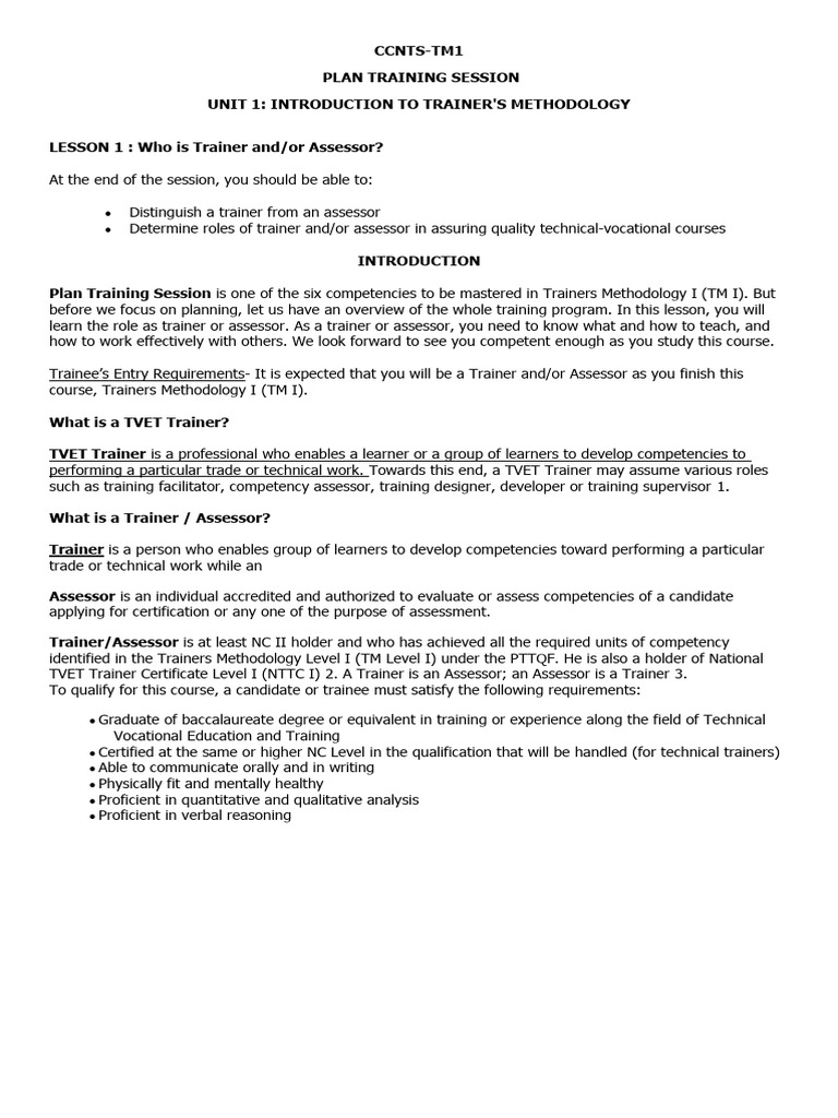 Trainer and Assessor Methodology Guide | PDF | Learning | Cognition
