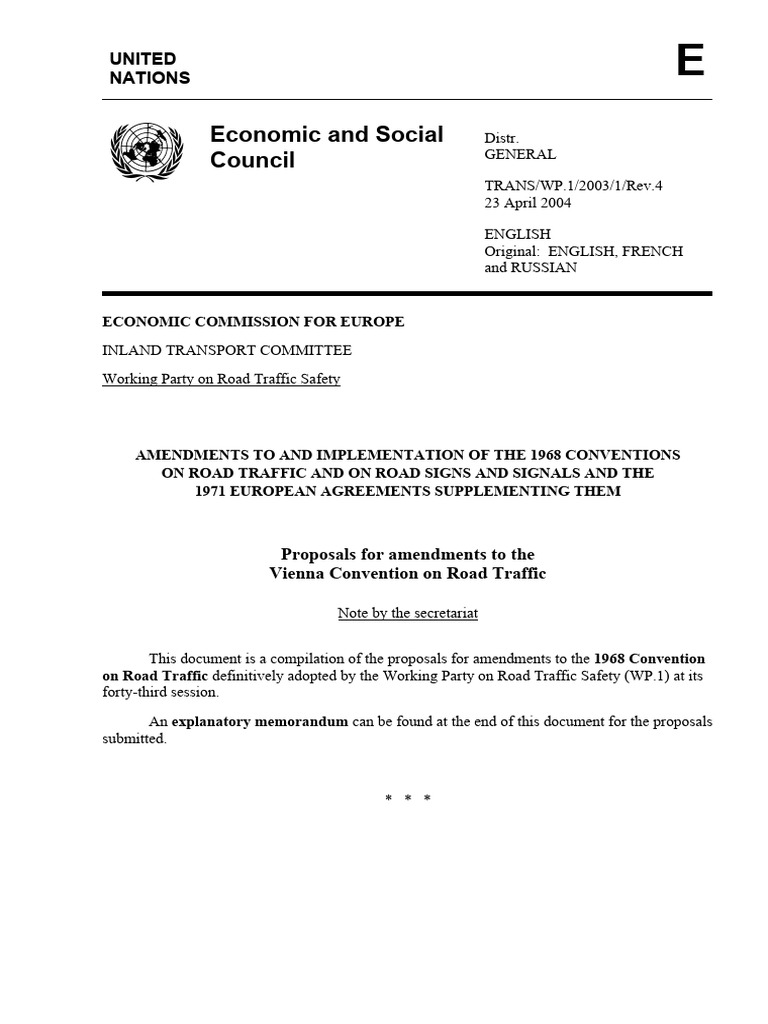 Amendments to Road Traffic Conventions | PDF | Vehicle Registration ...