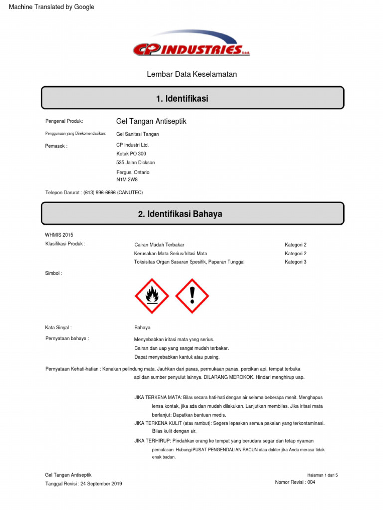 MSDS AntisepticHandGelSDSENv004 PDF