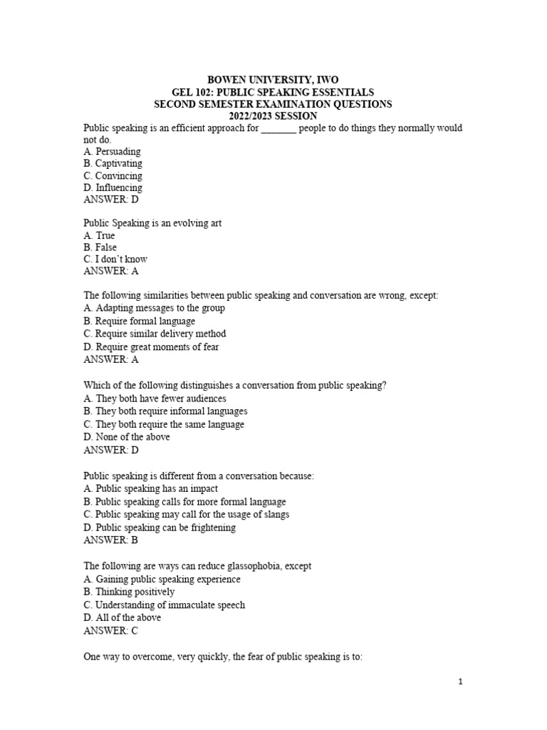 Gel 102 Public Speaking Essentials | PDF | Public Speaking | Communication
