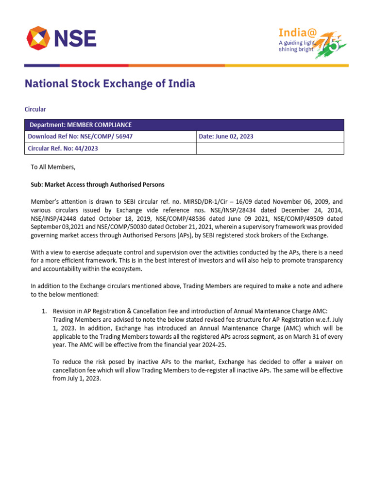 NSE Circular Download Free PDF Business