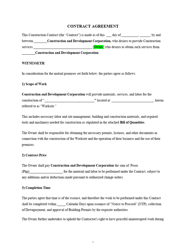 Construction Contract-CLIENT - Edited | PDF | Legal Remedy | Civil Law ...