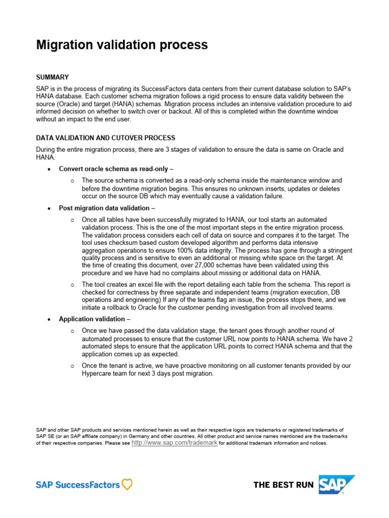 SAP HANA Migration Validation Process | PDF | Database Schema | Databases