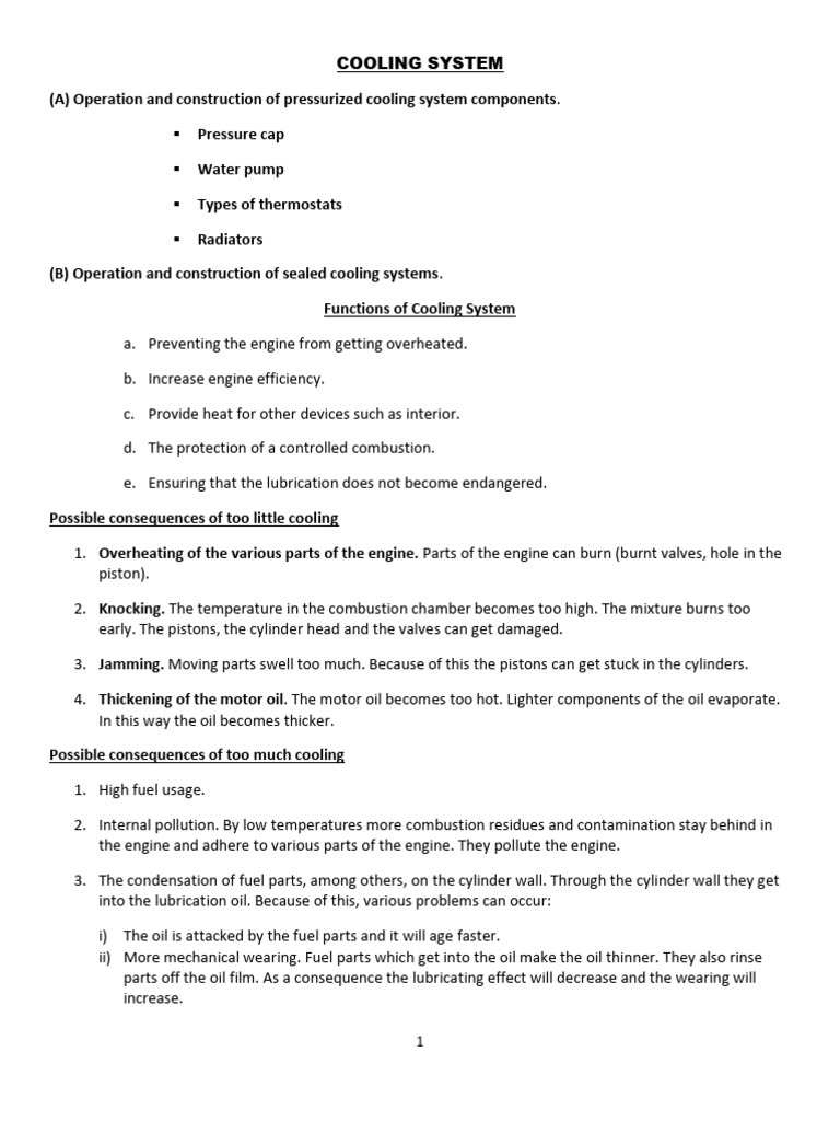 COOLING SYSTEM NOTES Download Free PDF Internal Combustion Engine