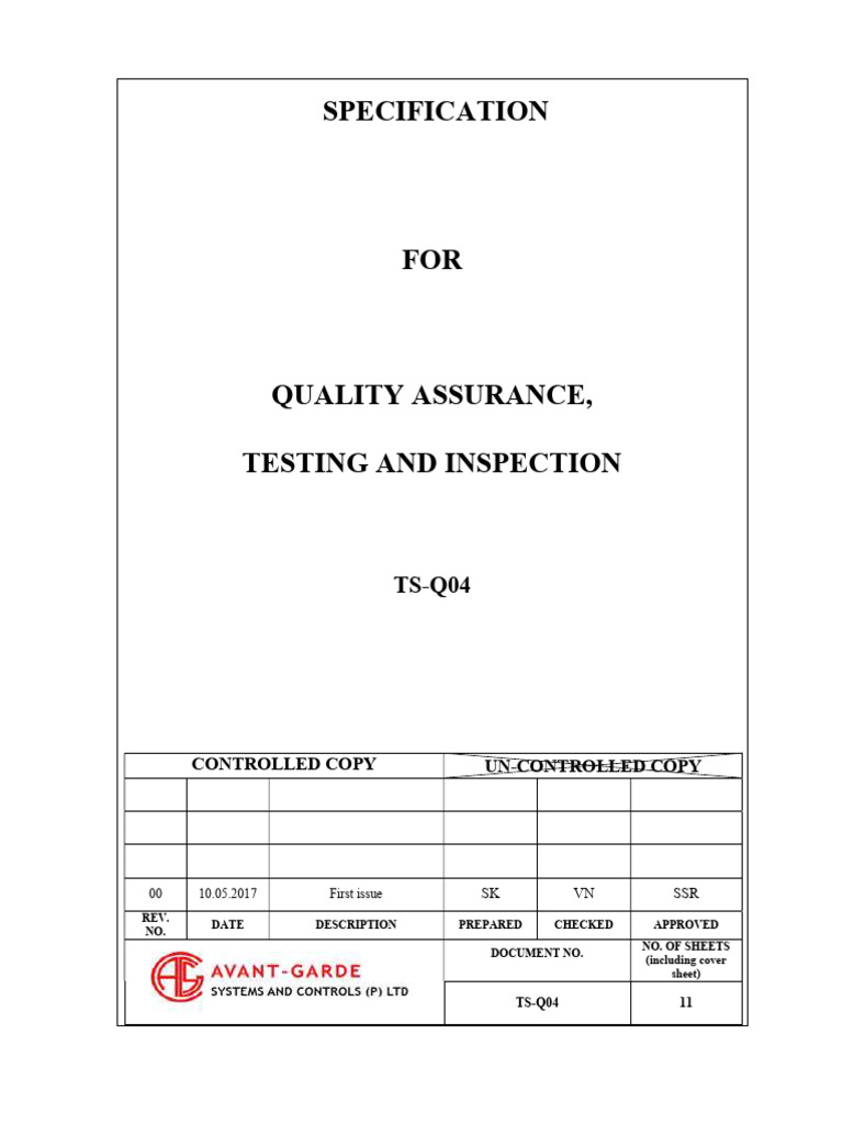 Quality Assurance Testing Specification | PDF | Quality Assurance ...