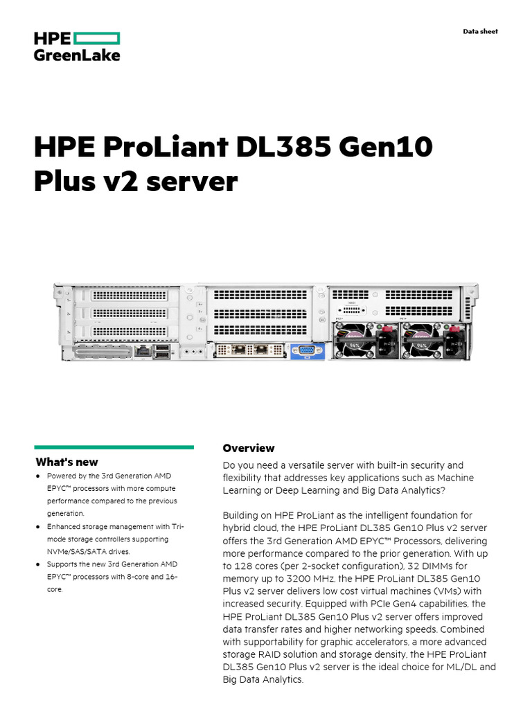 HPE ProLiant DL385 Gen10 Plus v2 server-PSN1013291283WWEN | PDF ...