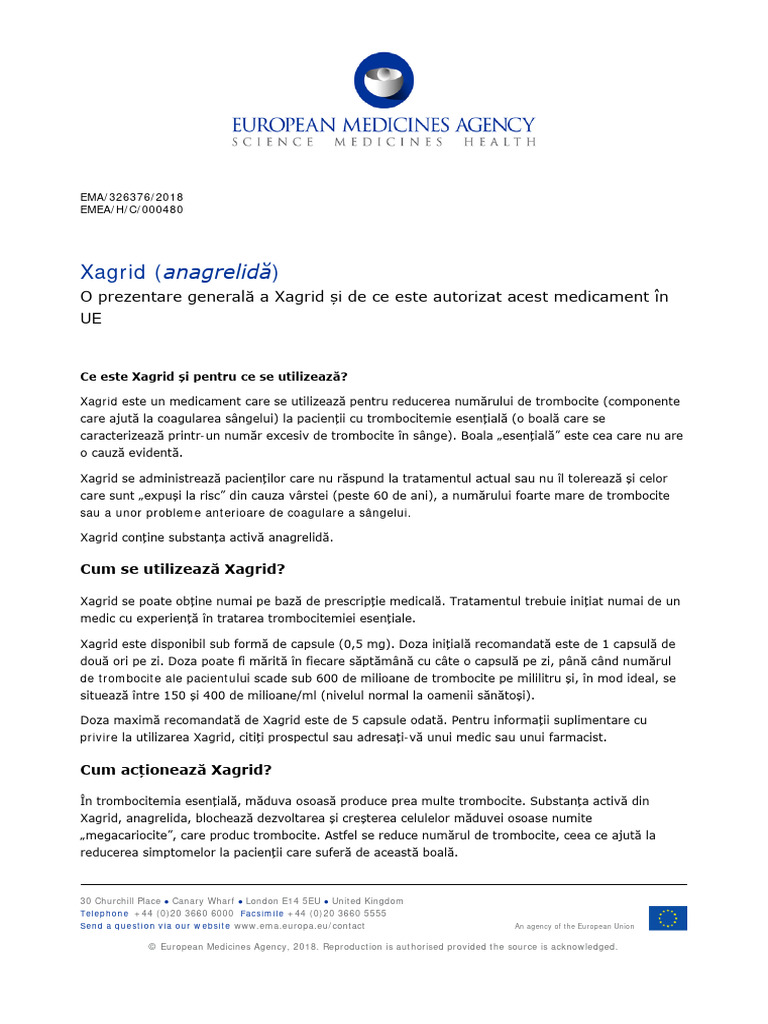Xagrid Epar Medicine Overview | PDF