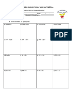 AVALIAÇÃO DIAGNÓSTICA  4º ANO MATEMÁTICA