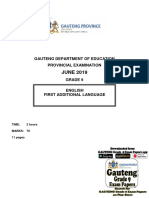 Grade 9 Provincial Exam English (FAL) June 2019 Question Paper