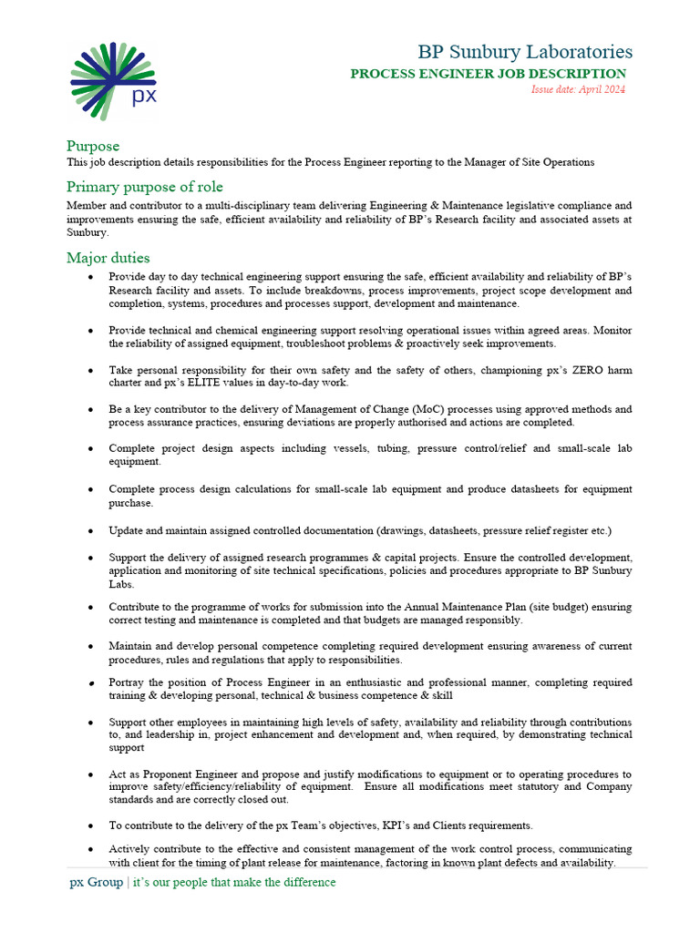 Process Engineer Role at BP Sunbury | PDF | Reliability Engineering ...