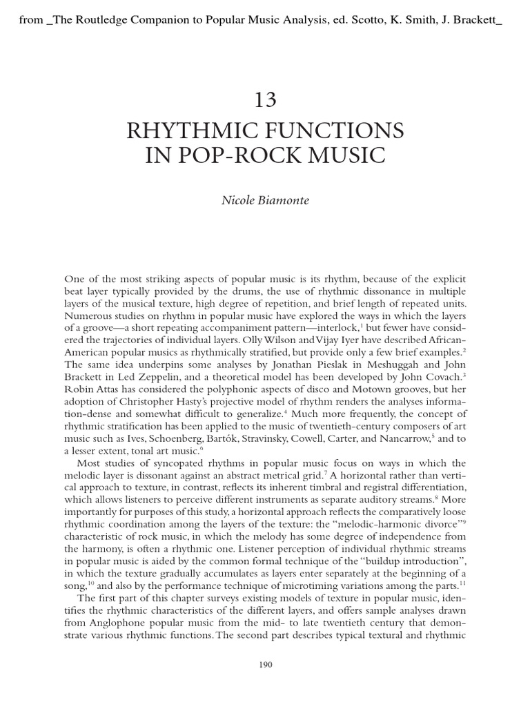 Rhythmic Functions in Pop-Rock Music | PDF | Song Structure | Rhythm