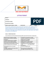 HSE DEPARTMENT Lifting Permit