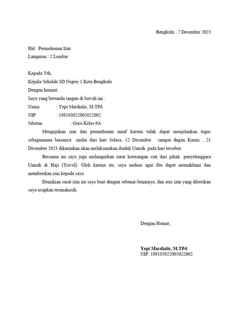 Surat Izin Umroh | PDF