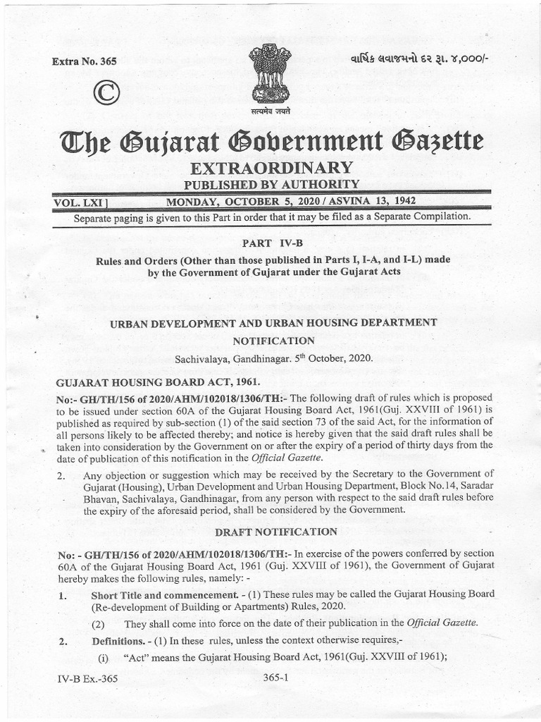 Gujarat Housing Board Redevelopment Rules | PDF