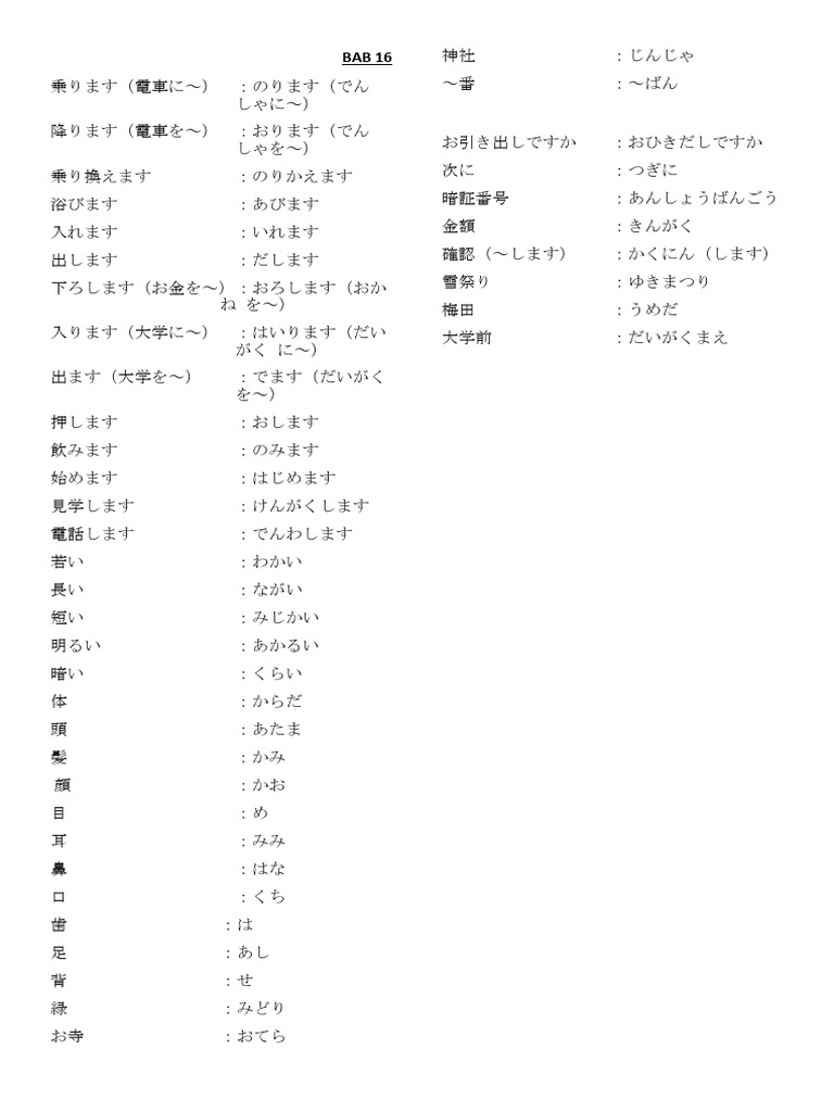 Kanji BAB 16-25 | PDF