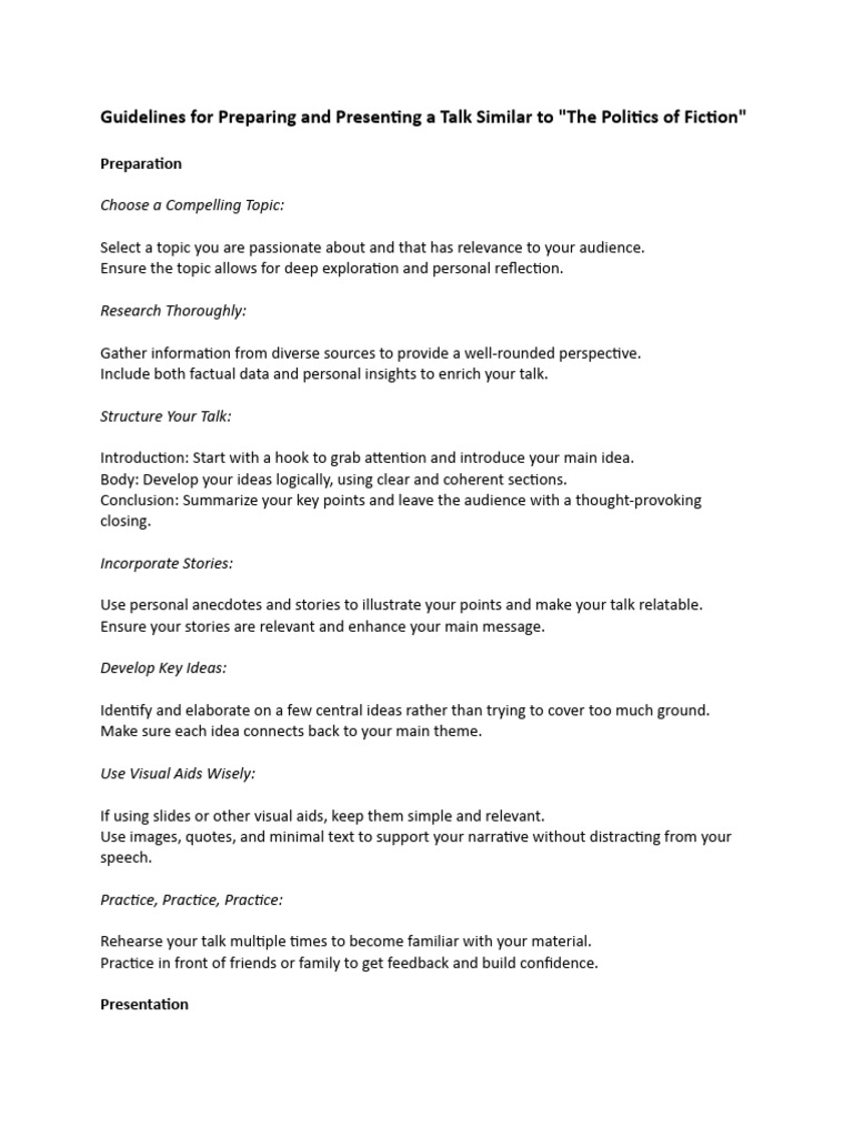 Guidelines for preparing and presenting a talk similar to download