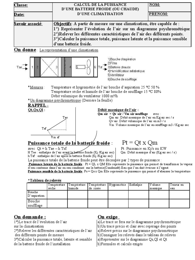 Calcul Puissance D'une Batterie Froide | PDF