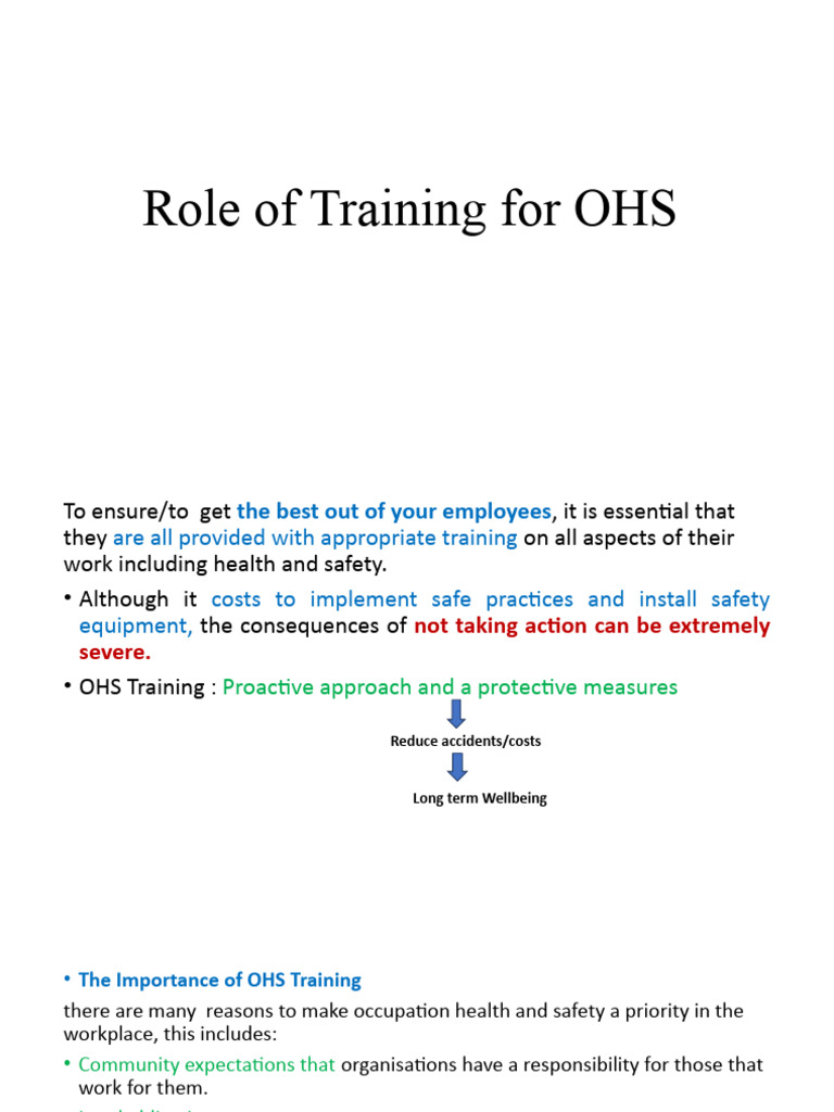 Training and OHS | PDF | Occupational Safety And Health | Employment