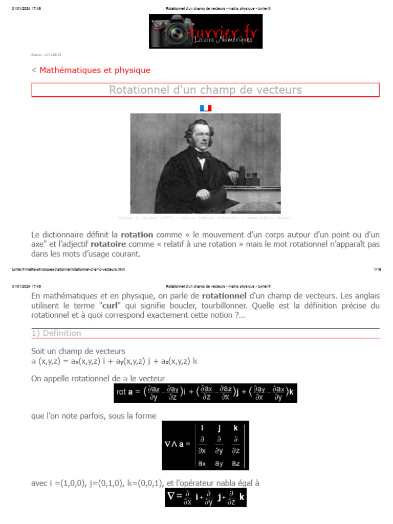 Rotationnel d'un champ de vecteurs PDF Algèbre générale — free download